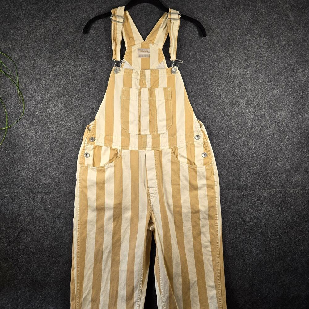 Brixton Costa Striped Overalls Femme Medium Sand/Natural 100% Cotton Artsy